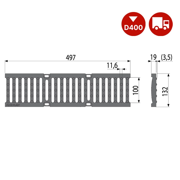 תעלת ניקוז חוץ פלסאון | TOP D400 – תמונה 3